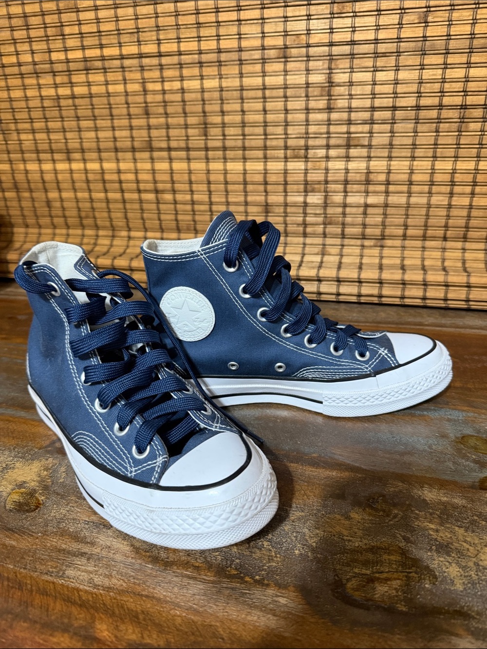 Converse Navy and White High-Top Sneakers Unisex Women 7